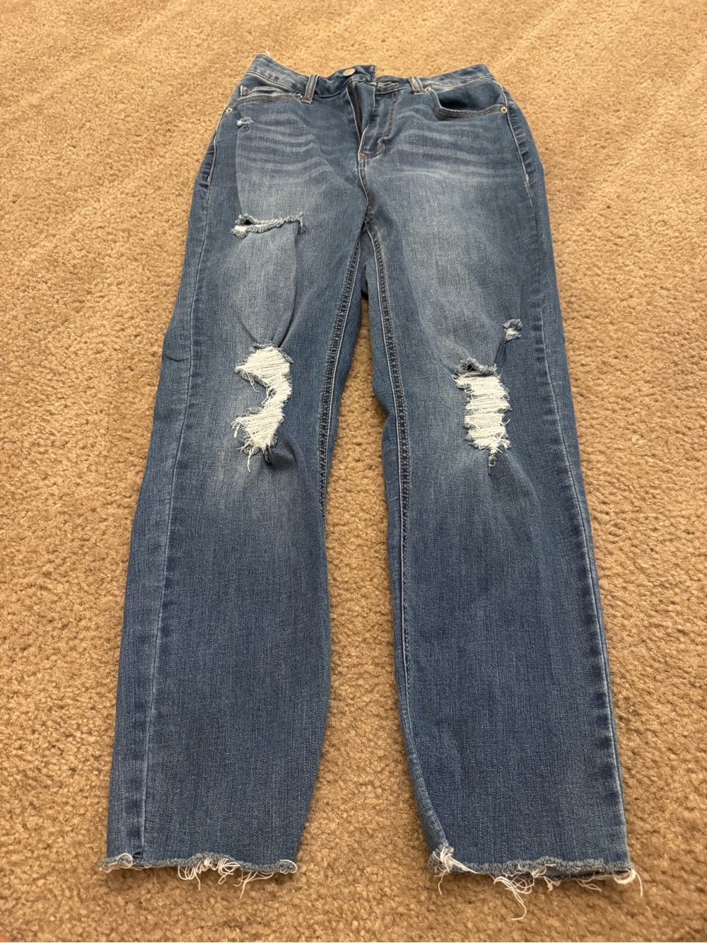 Vanilla Star Distressed Straight-Leg Jeans - Blue